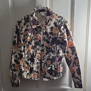VENUS Purple and Cream Artistic Jean Jacket